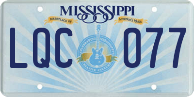 MS license plate LQC077