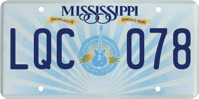 MS license plate LQC078