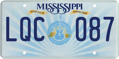 MS license plate LQC087