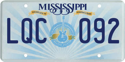 MS license plate LQC092