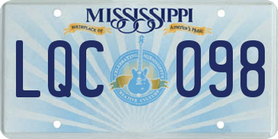 MS license plate LQC098
