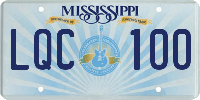 MS license plate LQC100