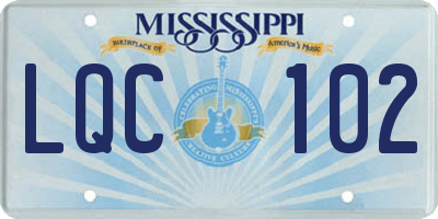 MS license plate LQC102