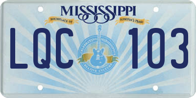 MS license plate LQC103