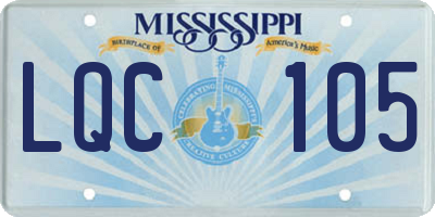 MS license plate LQC105