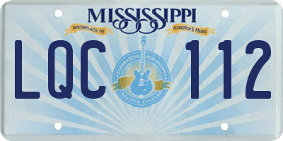 MS license plate LQC112