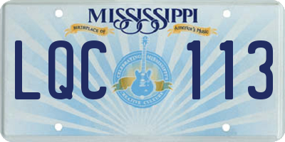 MS license plate LQC113
