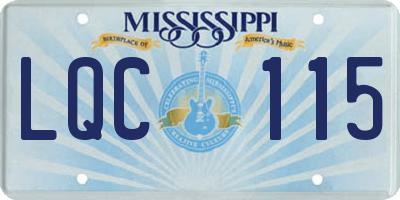 MS license plate LQC115