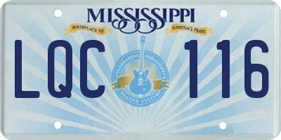 MS license plate LQC116