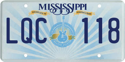 MS license plate LQC118