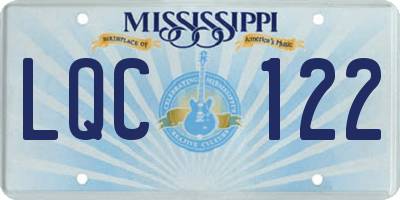 MS license plate LQC122