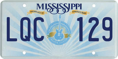 MS license plate LQC129