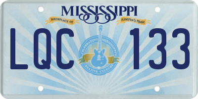 MS license plate LQC133