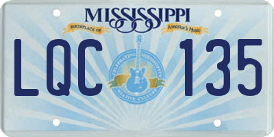 MS license plate LQC135