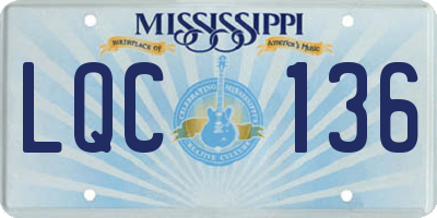 MS license plate LQC136