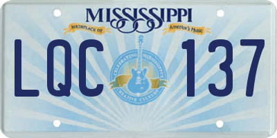 MS license plate LQC137