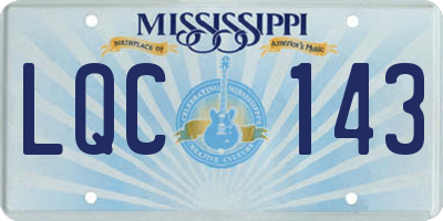 MS license plate LQC143