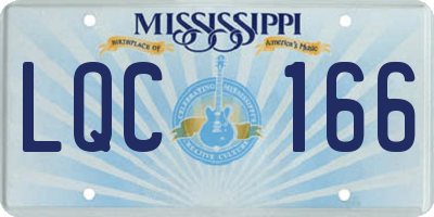 MS license plate LQC166