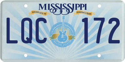 MS license plate LQC172