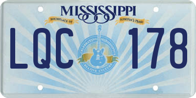 MS license plate LQC178