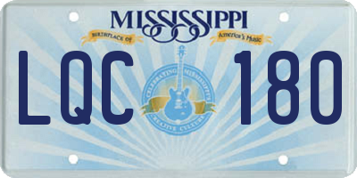 MS license plate LQC180