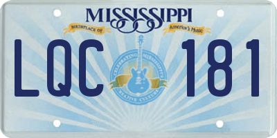 MS license plate LQC181