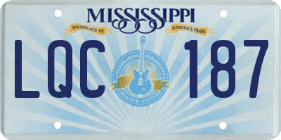 MS license plate LQC187