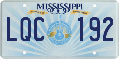MS license plate LQC192
