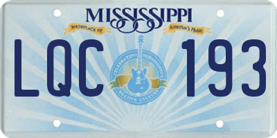 MS license plate LQC193