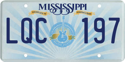 MS license plate LQC197