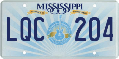 MS license plate LQC204