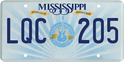 MS license plate LQC205