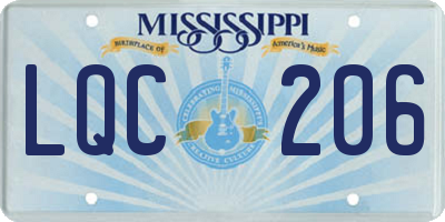 MS license plate LQC206
