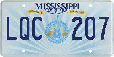 MS license plate LQC207