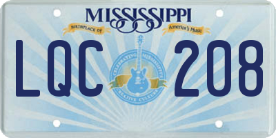 MS license plate LQC208