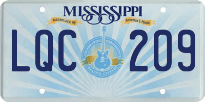 MS license plate LQC209