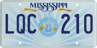 MS license plate LQC210