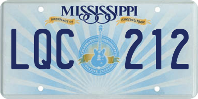 MS license plate LQC212