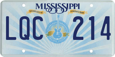 MS license plate LQC214