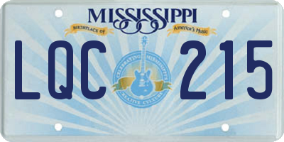MS license plate LQC215