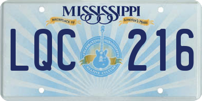 MS license plate LQC216