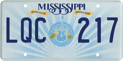 MS license plate LQC217