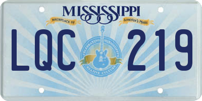 MS license plate LQC219