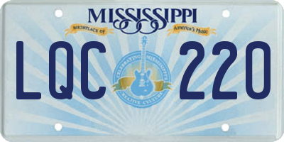 MS license plate LQC220