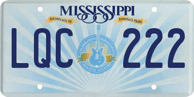 MS license plate LQC222