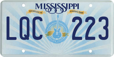 MS license plate LQC223