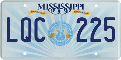 MS license plate LQC225
