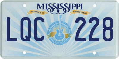 MS license plate LQC228