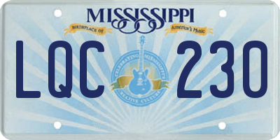 MS license plate LQC230