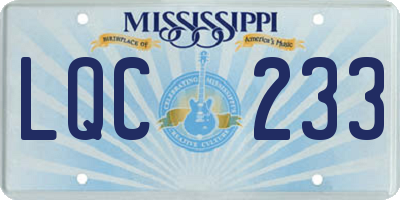 MS license plate LQC233